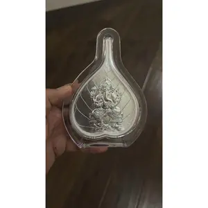 5" 999 Silver Ganesha in Acrylic Frame