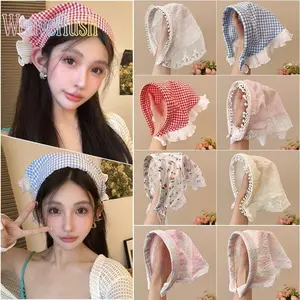 2-Piece/3-Piece Pastoral Lace Headbands - Vintage French Plaid Triangle Scarf Design, Retro Sweet Style, Ideal for Picnic & Daily Dress Hair Decoration (Sports & Outdoor Camping Accessory), Headband
