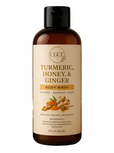 Cajun Girl Creations Turmeric Honey & Ginger Body Wash (276g) - Gentle Exfoliating Cleansing Shower Gel with Kojic Acid, Ginger Scent Blend, All-Day Moisture, Hydrating Soothing Cleanser for Daily Use