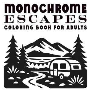 Monochrome Escapes Coloring Book for Adults: Still and Slow, One Color, Black and White, Monochromatic Illustration with Pen or Marker, Paperback