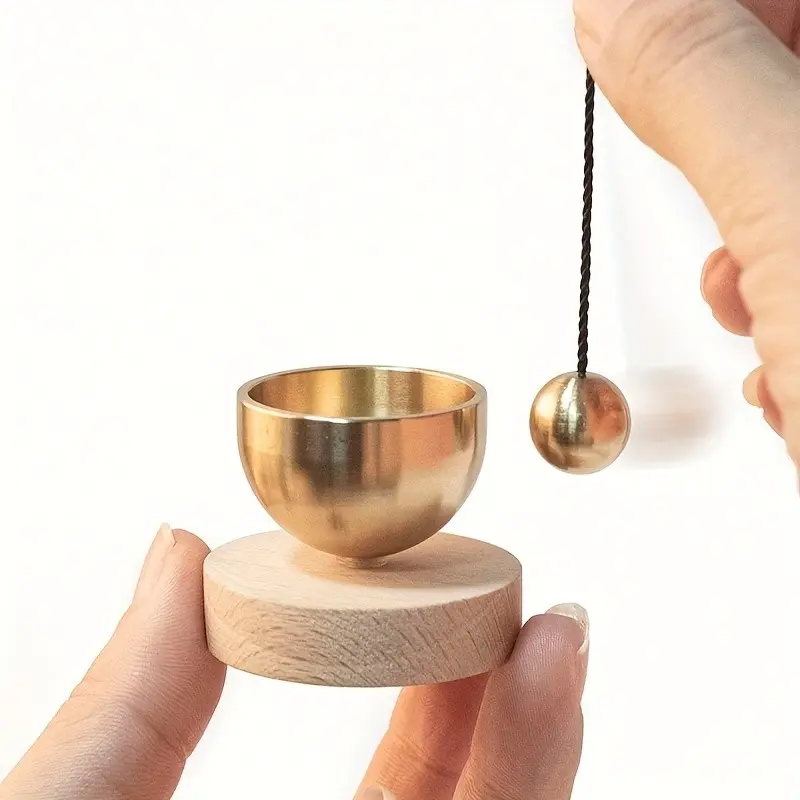 Mini Wooden Singing Bowl Set for Yoga and Meditation, Clear and Melodic Sound for Mindfulness, Unique Gift Idea for Wellness Enthusiasts