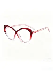 Red Pink Gradient Cat Eye Eyeglasses Frame for Women Clear Lens Non-prescription Lightweight Comfortable Fashion Eyewear for Daily Work and Casual Wear