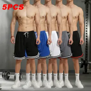 5 packs of new summer men's outdoor sports basketball pants, fitness running basketball sports shorts, five-point pants, suitable for gym exercise and training Activewear Clothing