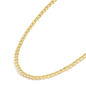 3mm Cuban Necklace for Men, Gold Plated Stainless Steel Necklace for Men and Women, 18-24 Inch Necklace