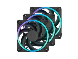 Fractal Design Momentum 12 RGB PWM Black 120 mm ARGB LED FDB (Fluid Dynamic Bearing) PC Case Fan (3-pack)