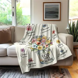 Mothers Day Gifts for Mom Blanket 2026, Vintage Off-White "God Says You Are" Floral Bible Verse Soft Flannel Throw Blanket, Personalized Christian Gifts for Mom from Kids for Sofa Bed