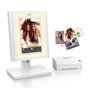 Instant Photo Booth Machine with Color Photo Printer - 10.1" Touchscreen Photobooth, Prints on Printer or Share via ChackTok software, White