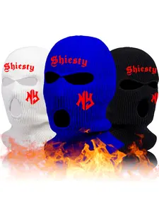 Halloween Beanie with 3-Hole Design, Fitted Style, Kint Fabric, All-Season Wear, Perfect for Outdoor Activities & Gifts