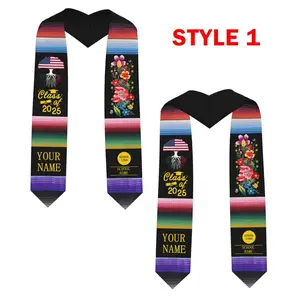 Custom Mexican Flag Graduation Stole Personalized Name School Year, Class of 2026 Cultural Sash, Unique Senior Gift for Ceremony Outfit