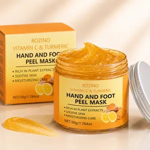 Vitamin C & Turmeric Hand and Foot Peel Mask, 50g Moisturizing Plant Extract Gel with Glycerin, Jojoba & Olive Oil for Soft-Feeling Hands, Feet, Heels & At-Home Spa Care