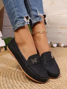 Women's Fashion PU Leather Slip-On Easy Breezy Loafers, Casual Comfortable Soft Sole Shoes, Lightweight Breathable Walking Flats for All Seasons, Casual Trendy Flat