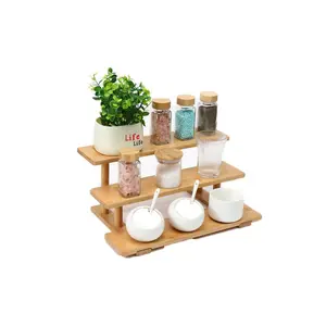 Bamboo Bathroom counter Organizer, Perfume Display Riser Stand,3 tier Risers for Display, Makeup Lotion Shelf Organizer Stand