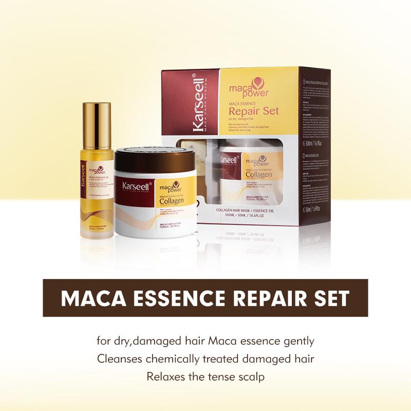 Karseell Collagen Hair Care Deep Moisturizing Mask + Argan Oil Treatment Set for All Hair Types 16.9 fl oz + 1.69 fl oz Haircare Repair Smooth Conditioner Hydrate Hydrating