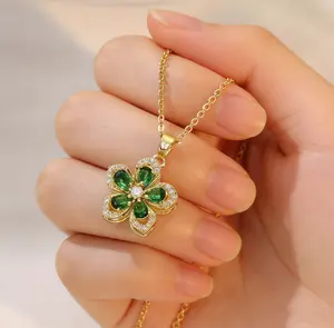 Dainty Five-Petal Necklace | Inlaid with Zircon, Unique Design, Spring Must-Have，Mother's Day gifts