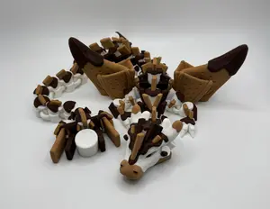 3D Printed S’mores Dragon – Articulated Dragon by Cinderwing3D – Available in Baby or Adult Size – Sweet Fantasy Collectible