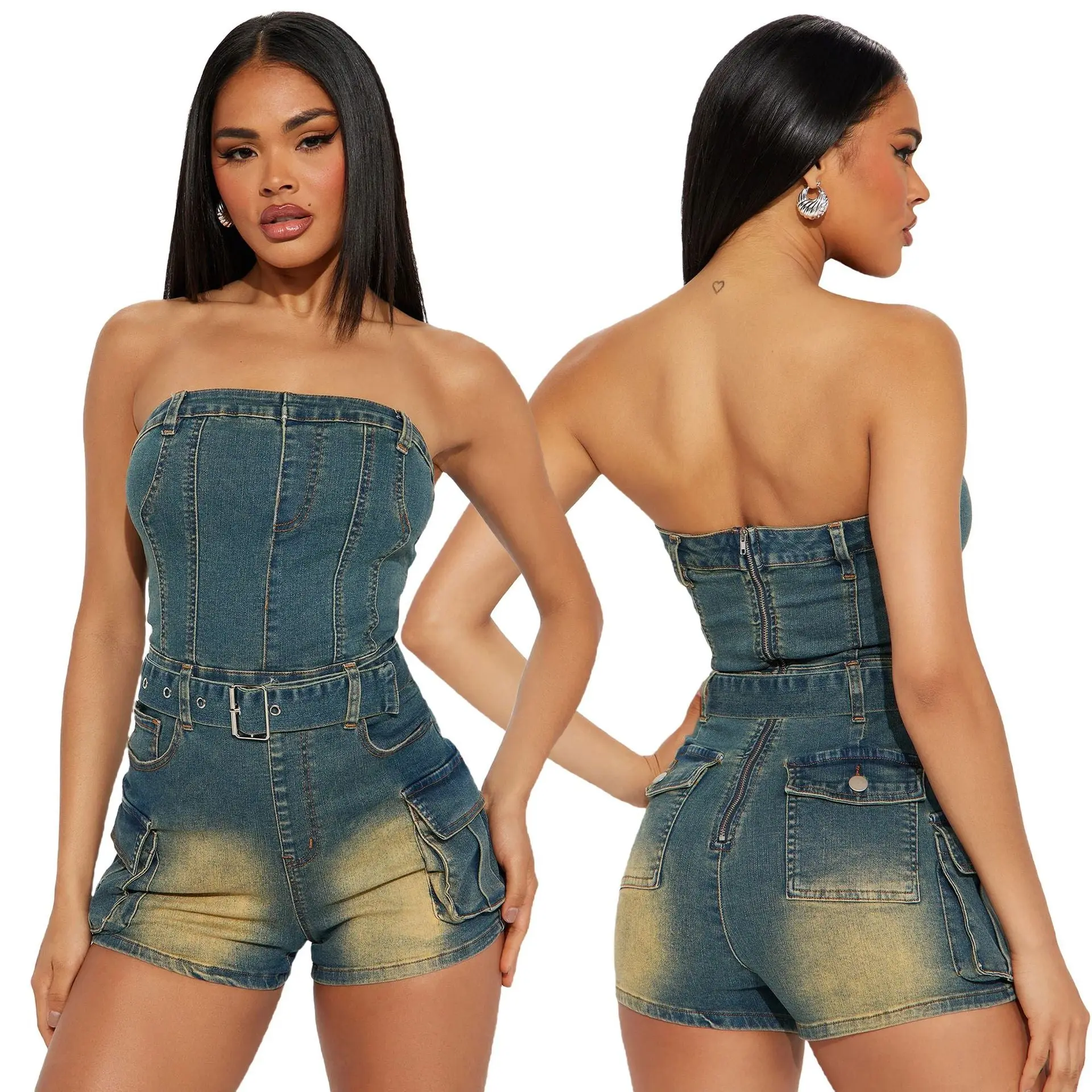 Strapless Denim Jumpsuit