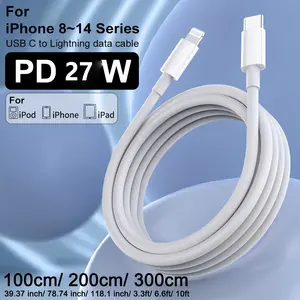 USB-C to Lightning data cable, 3.3ft, 27W supports power delivery fast charging, compatible for iPhone 12/12 Mini/12 Pro/12 Pro Max/11 Pro/11 Pro Max/X/XS/XR/XS Max/8/8 Plus/iPad/AirPods (White)