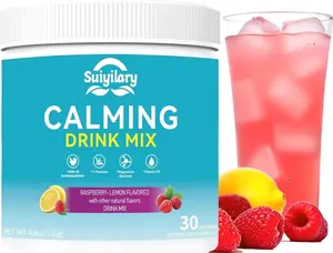 Calm Magnesium Powder, Cortisol Supplements Drink Mix No Sugar for L-Theanine, KSM66 Ashwagandha, Magnesium Glycinate, Vitamin D3, Relaxation, Focus, Raspberry Lemonad, 30 Servings