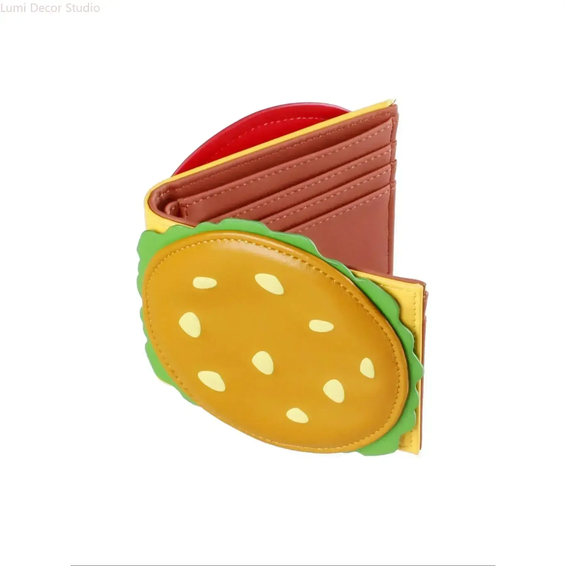 Men's Burger-Shaped Bifold Wallet, Trendy PU Leather Credit Card Holder with Card Slots & ID Window, Fun Casual Father's Day Gift, Trendy Wallet, Fashionable Wallet