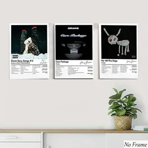 3pcs Modern Art Music Album Cover Posters, Fashion Home Decor, Perfect Gift for Friends, Living Room, Bedroom, Office Wall Decoration
