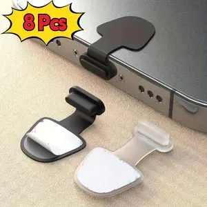 8Pcs Black Silicone Type-C Dust Plugs, Soft Durable USB-C Port Protective Covers, Universal for Phones Tablets Laptops, Anti-Dust Charging Port Protection Accessories