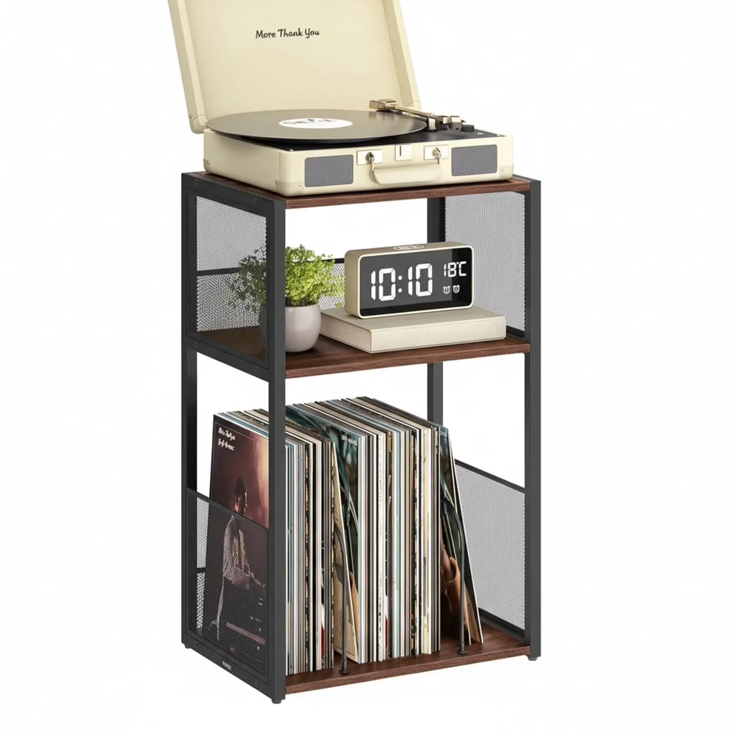 3 Tier Side Table, Record Player Stand with Storage Up to 100 Albums, Turntable Stand for Vinyl, Records Shelf for Living Room Bedroom 3 Tier Side Table, Record Player Stand with Storage Up to 100 Albums, Turntable Stand for Vinyl, Records Shelf for Living Room Bedroom