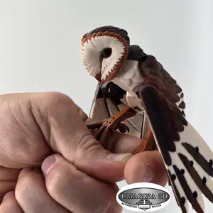 Imagina3d 3D Printed Barn Owl - Standard, Large & Enormous Sizes with Foldable Legs & Wings Decor Decoration Ornamental Fidget