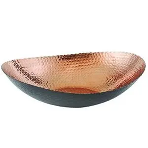 212 MAIN Oval Form Decorative Tableware Bowl - 14.75x11 in, Black & Copper Kitchen Bowl, Decorative Bowls