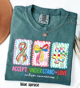 Comfort Colors Autism Awareness T-Shirt, Autism Accept Understand Love Shirt, Autism Mom Tee, Special Education Teacher Gift - ShamCren