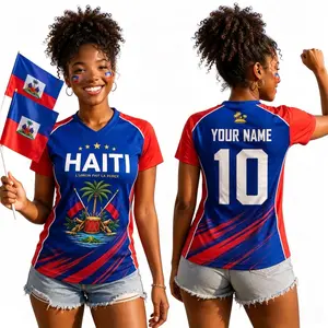 [XXS~7XL]Haiti Soccer Jersey Personalized, Haitian Soccer Jersey For Men Women, Custom Haiti Jersey Shirt, Haiti Football Jersey Fan Gift， Casual Fabric Fit men Womenswear  Loose Print Printed Soft Sporty Tops Tshirt Shortsleeve