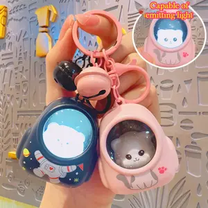 1PC Glowing Travel Cat Bag with Cat Keychain, Starry Sky Cat Glowing Keychain, PVC Material Bag Decoration, Car Key Decoration. Ideal Christmas Party Gift, Available in Four Colors