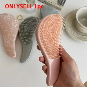 Ergonomic Marble Effect Massage Hair Comb, Rubber Bristle Detangling Brush for Dry Hair, ABS Plastic Handle, Portable and Stylish with Knot-Free Comb