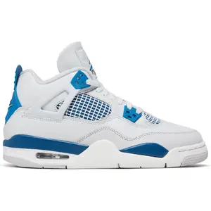 Air Jordan 4 Retro Military Blue Gradeschool Sneaker HF4281-141 Youth Kids White Fashion Chunky Shoe for Women