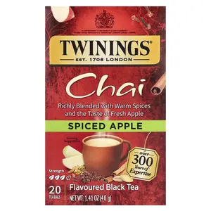 Twinings Flavored Black Tea, Chai, Spiced Apple, 20 Tea Bags, 1.41 oz (40 g)