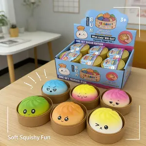 Squishies Dumpling Bun Toy, Slow Rising Glitter Dumpling Stress Ball, Stress Relief Fidget Toy for Home Office Travel to