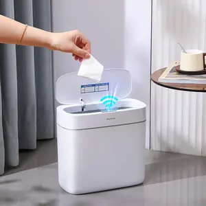 Joybos Silent Smart Sensor Trash Can (batteries not included), large capacity Eco-friendly automatic contactless nordic style trash can, sensor height 15-30cm, suitable for bathrooms, bedrooms, and offices, Nordic style, space-saving, human body sensor.