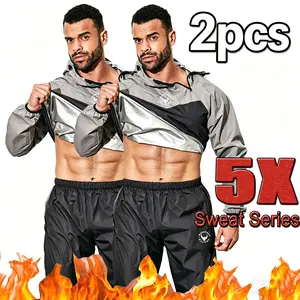 HAMTOLU Men's 2 Piece Set Long Sleeve Sauna Suit, Outdoor Sports Jacket, Back To School Workout Top, Tummy Flattering Outfits, Compression Shirts, Fall Outfits, Fallfreshness, Fall Clothes