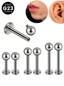 6 Pcs G23 Titanium Labret Piercing Lip Studs, 16g Ear Nose Ring Jewelry for Cartilage Tragus Monroe, Casual Body Jewelry Wholesale