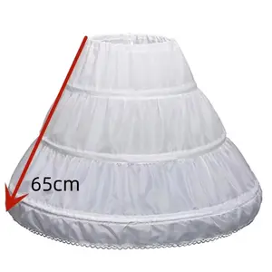 High Quality White 3 Hoops A- Line Petticoat Crinoline Slip Underskirt for Ball Gown Flower Girl Dress