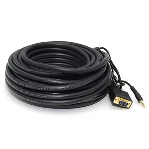 212 MAIN Durable Lifetime Connection Tripleshield VGA+Audio SVGA HD15 M-M Cable with 3.5mm Stereo Audio, Gold-Plated, 25FT, Computer Accessories