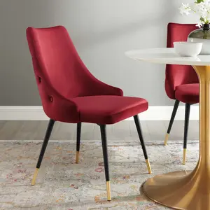 Modway Adorn Tufted Performance Velvet Dining Side Chair in Maroon