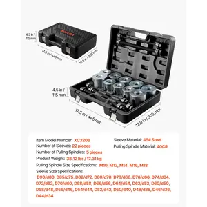 VEVOR Pull and Press Sleeve Kit, 27 PCS, Steel Bush Removal Insertion Sleeve Tools with Carrying Case, Compatible with LCV and HGV Engines, for Removing and Installing Bushings, Bearings, and Seals