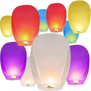 20 Packs Chinese Lanterns Paper Lanterns Biodegradable Flying Paper Lanterns for Weddings, Birthdays, Memorials