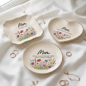 Personalized Mom Photo Jewelry Dish: Ceramic Trinket Tray Gift for Mom, Thank You Grandma, Birthday Ring Dish Gift, Mom Gift from Daughte. Custom Text Add Note Or Send Message