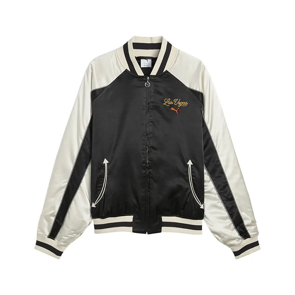 PUMA Mens Vegas T7 Souvenir Bomber Jacket Athletic Outerwear Casual - Black