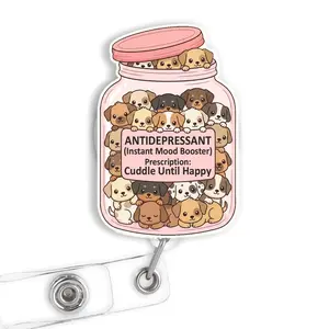 Dog Antidepressant Badge Reel, Funny Instant Mood Booster Retractable ID Holder Nurse Gift MLE
