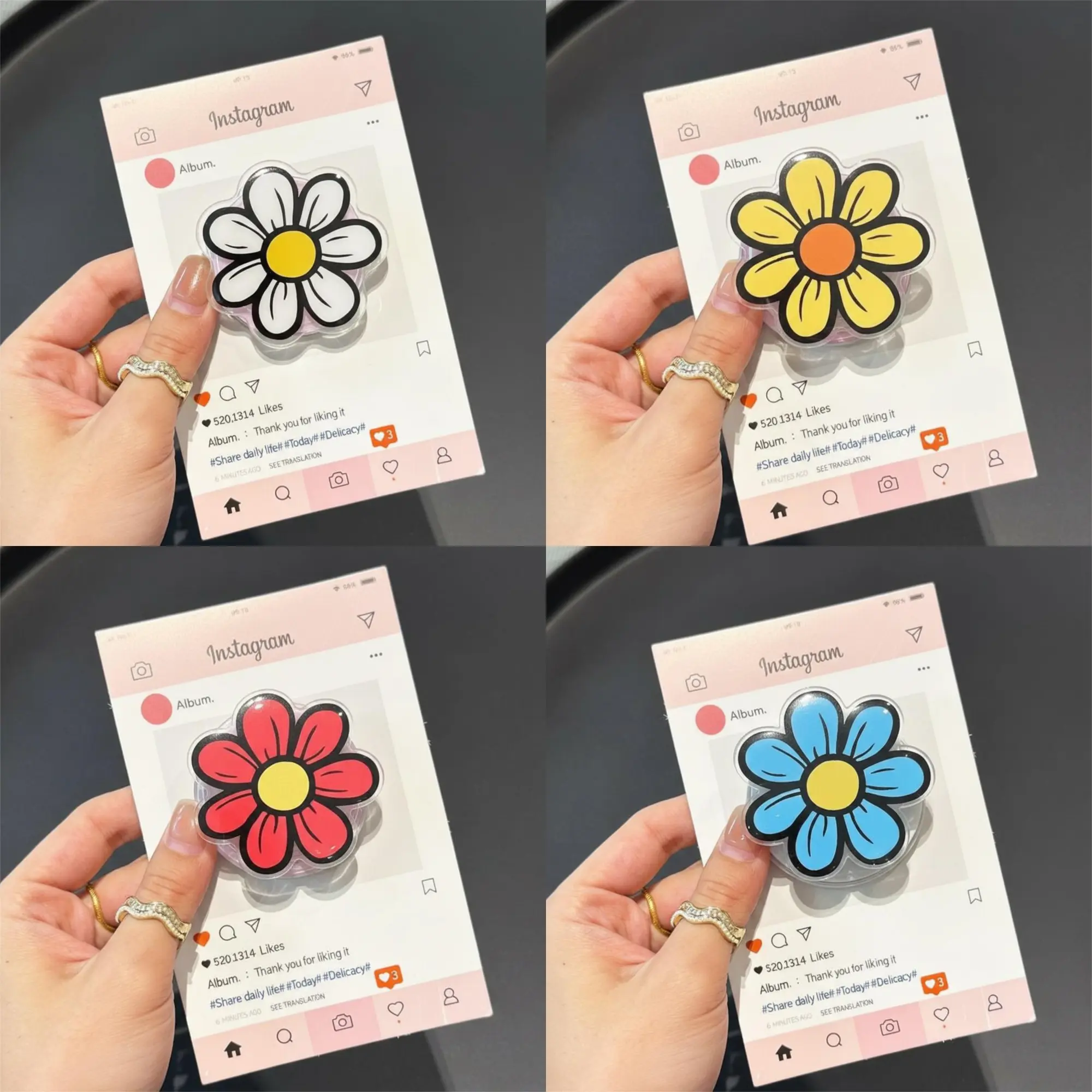 Cute Daisy Flower Magsafe Phone Grip Set – Magnetic Pop Socket & Kickstand – Spring Gift