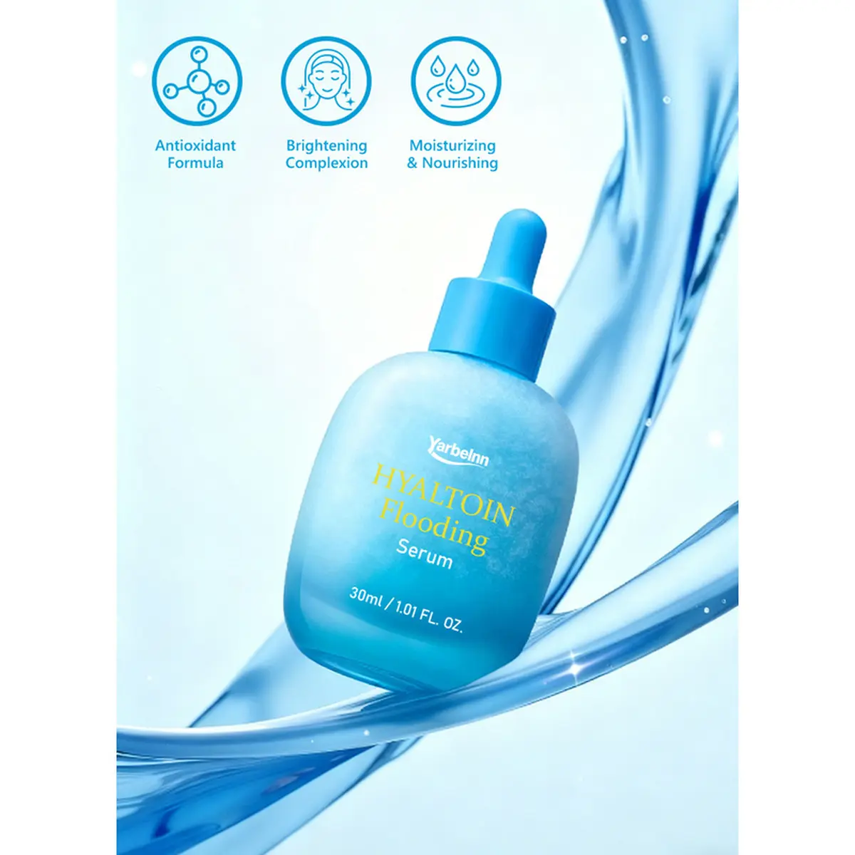Yarbelnn Hyaluronic Acid Face Serum – Deep Hydrating Flooding Essence, Glacier Water Moisture Boost, Skin Barrier Repair, Plump & Glowing Skin