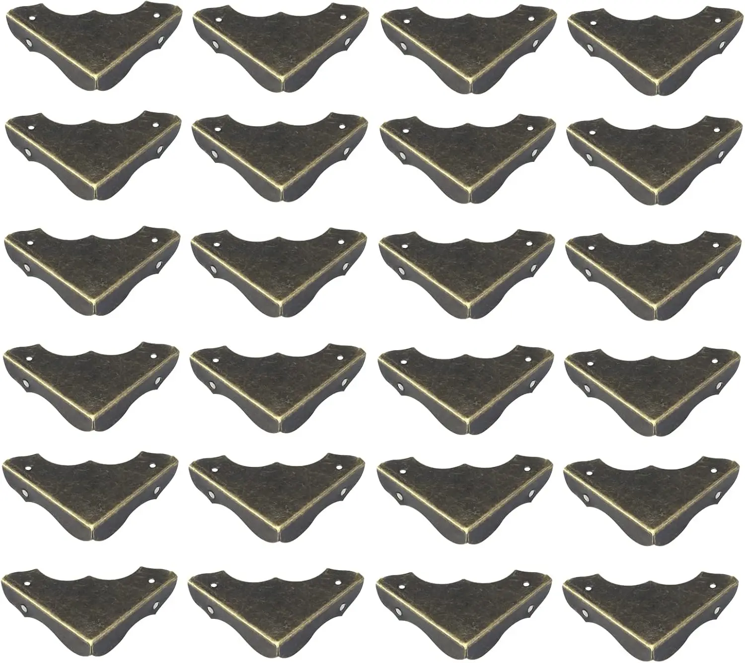 Metal Cabinet Corner Guards (24pcs) - 1.5"x1.5"x0.35" (40x40x9mm) Bronze Tone Edge Covers with Screws, Guard with 1.5mm Mount Hole Diameter, Great for Decorating Gift Boxes, Home Improvement Kitchen Fixtures