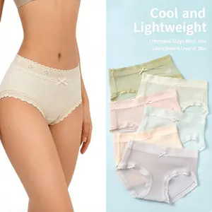 Women's 6pcs/12pcs/18pcs Floral Print Lace Trim Sheer Mesh Thong, Soft Comfy Breathable Fitted Drop Waist Panty for Daily Wear, Ladies Underwear Casual Style for All Seasons, Elegant Soft Panty, Floral Cheeky Panty